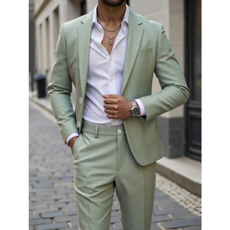 Large Men Formal Wear - Męski garnitur w jednolitym kolorze, dopasowany