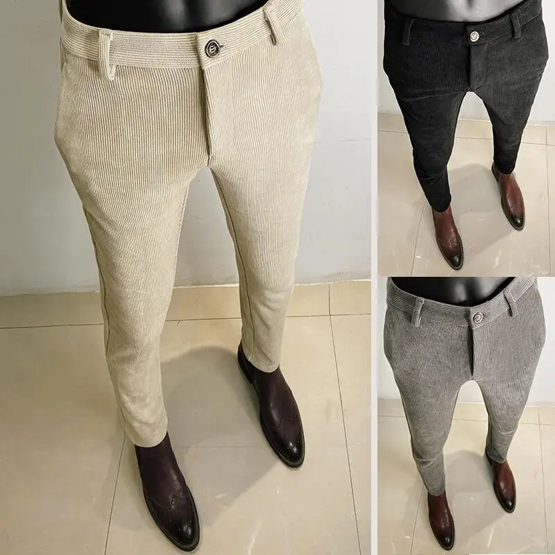 Men'S Formal Wear For Office - Jesienno-zimowe zagęszczone wełniane spodnie garniturowe Wysokiej