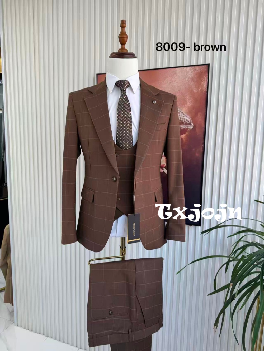 Men'S Formal Wear For Office - Męski garnitur w kratę, 3-częściowy: marynarka,
