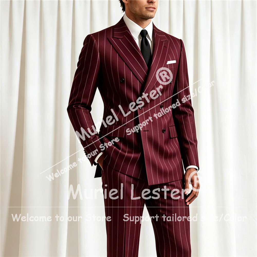 Men'S Formal Attire - Elegancki garnitur w paski męski, dwuczęściowy