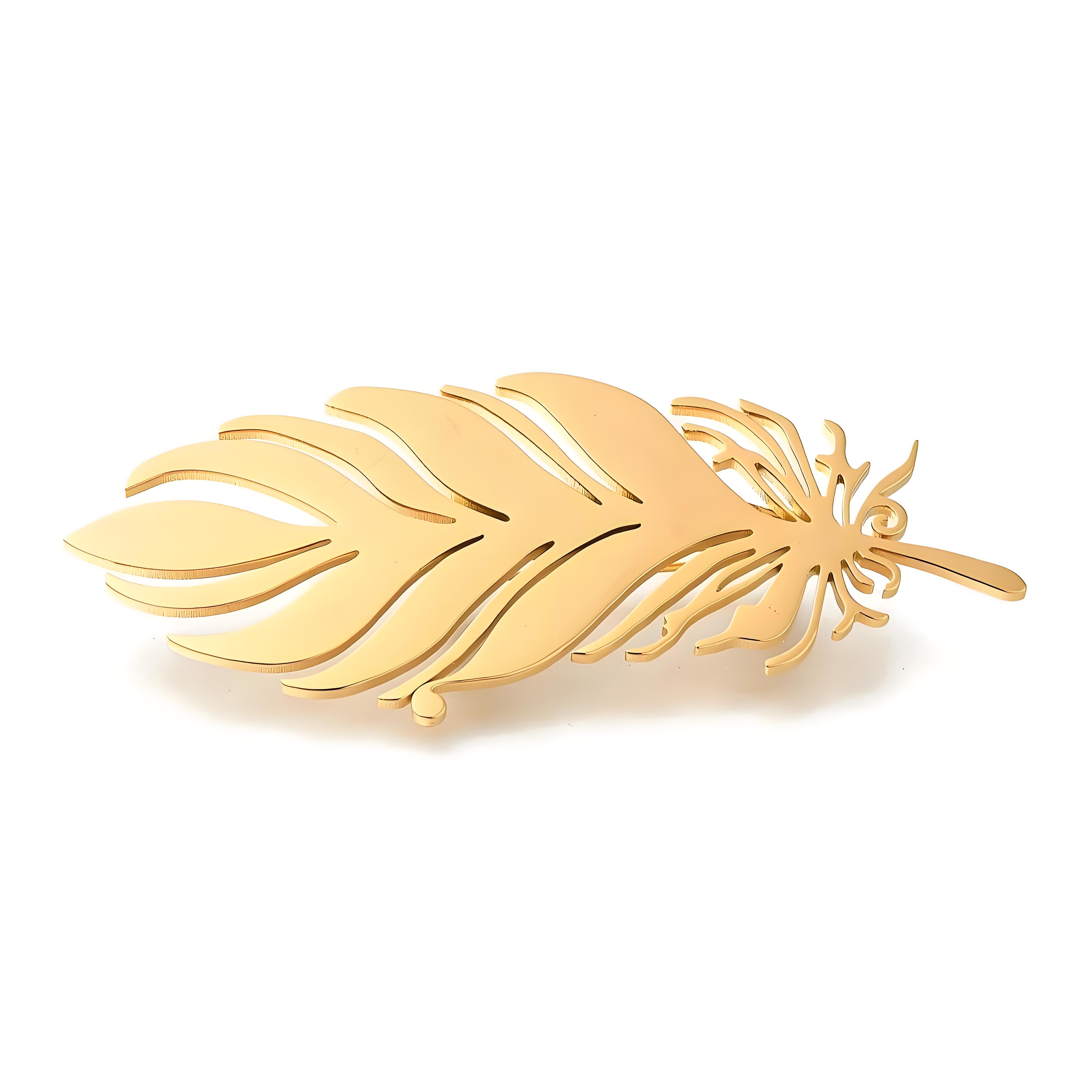 Tuxedo Lapel Pin - Złota broszka z piórkiem, wykwintna przypinka