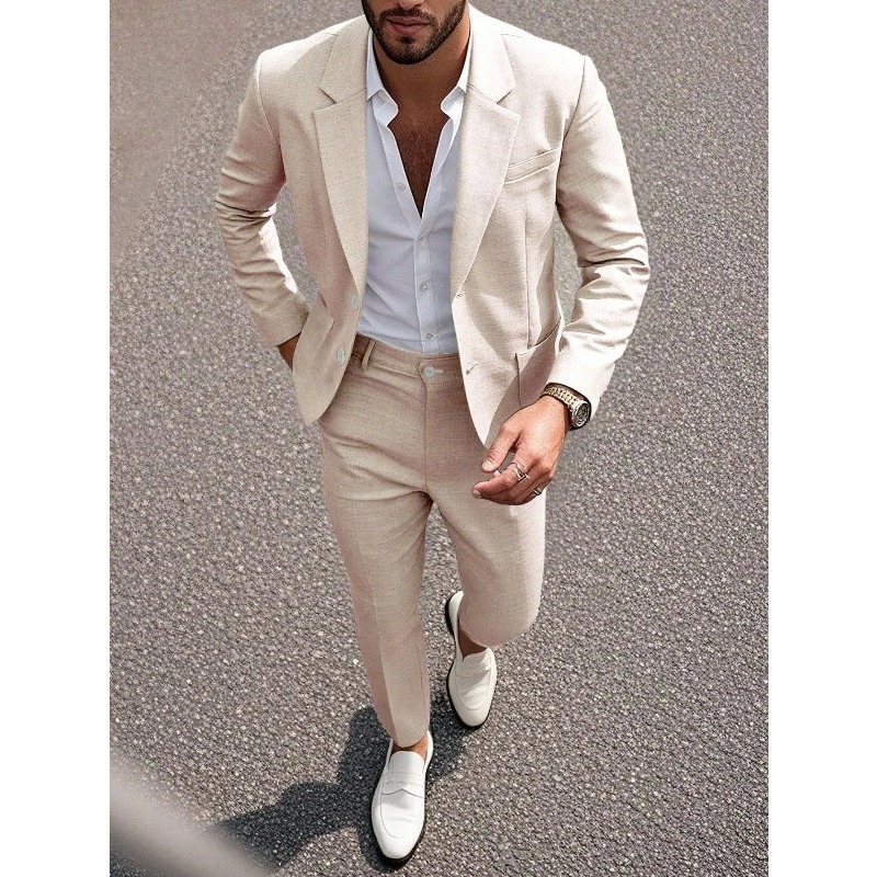 Męski garnitur w jednolitym ko – Large Men Formal Wear recenzja i cena