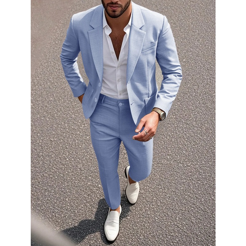 Męski garnitur w jednolitym ko – Large Men Formal Wear recenzja i cena