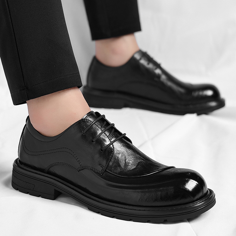 Brązowe, postarzane, skórzane, – Men Formal Wear Office recenzja i cena