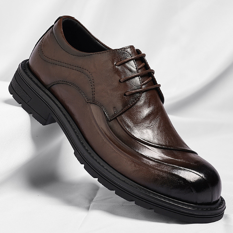 Brązowe, postarzane, skórzane, – Men Formal Wear Office recenzja i cena