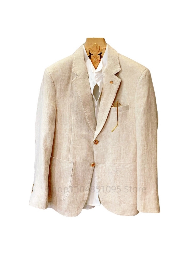 Beżowe męskie garnitury lniane – Men Formal Wear Design recenzja i cena