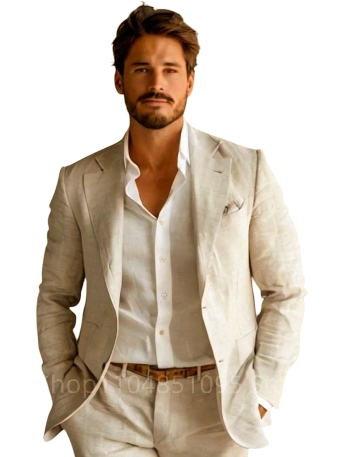 Niebieska, dopasowana lniana m – Men Formal Wear Design recenzja i cena