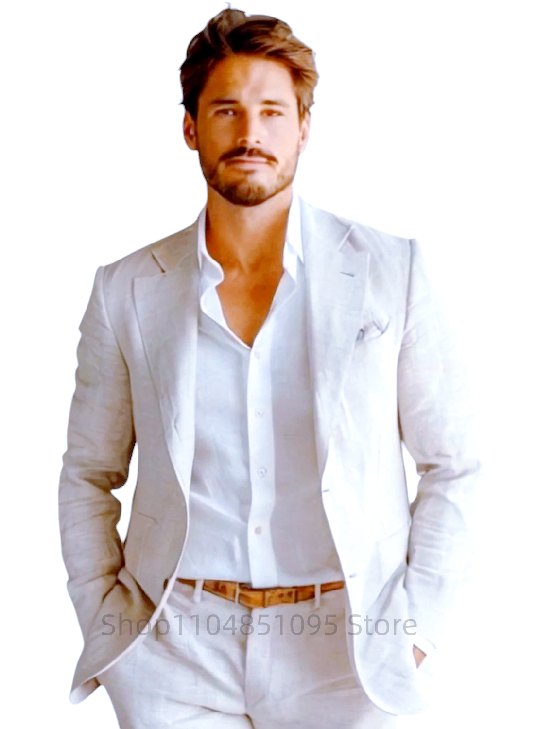 Niebieska, dopasowana lniana m – Men Formal Wear Design recenzja i cena