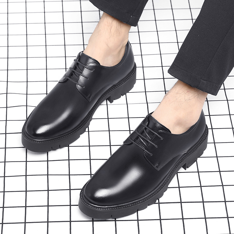 Męskie czarne skórzane sznurow – Men Formal Wear Office recenzja i cena