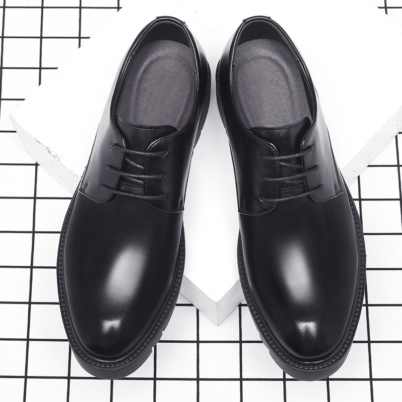 Męskie czarne skórzane sznurow – Men Formal Wear Office recenzja i cena