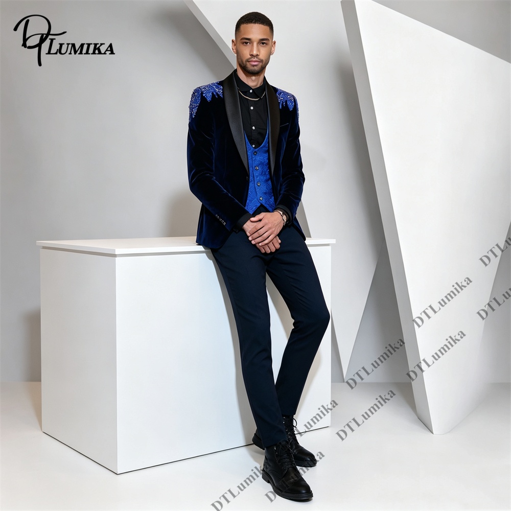 Męski garnitur welurowy 3-częś – Men Formal Wear Office recenzja i cena