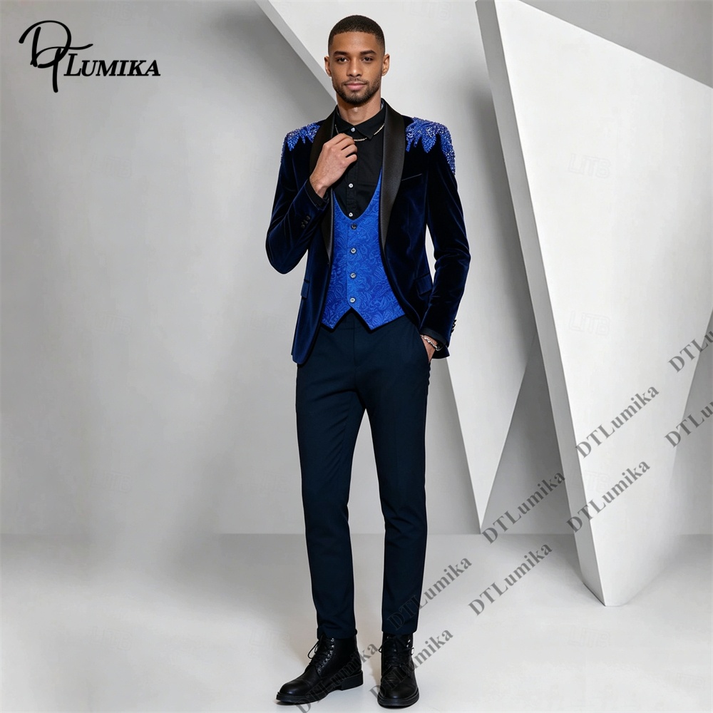 Męski garnitur welurowy 3-częś – Men Formal Wear Office recenzja i cena