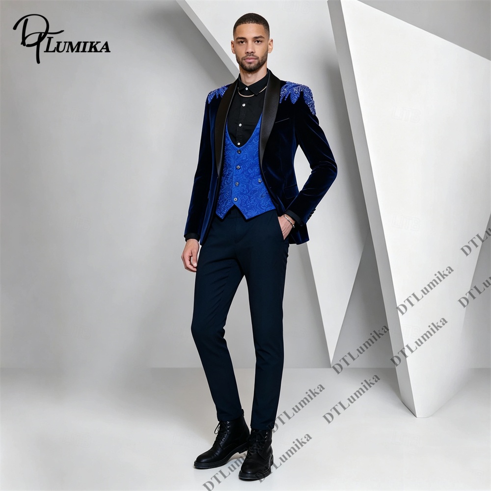 Męski garnitur welurowy 3-częś – Men Formal Wear Office recenzja i cena
